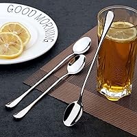 Vista 4 de Cucharas de té helado de mango largo, 6 cucharas de mezcla de café y postre de acero inoxidable de 9.5 pulgadas para batidos, helados, cócteles