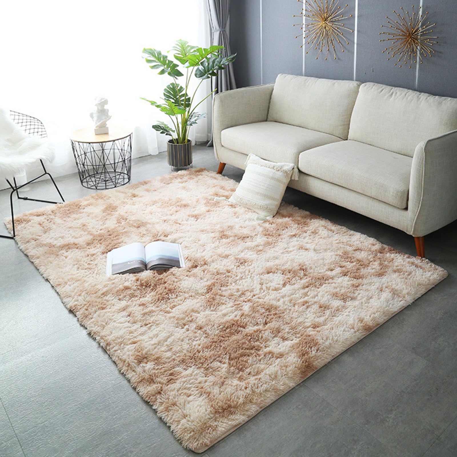 Tapis de sol moelleux shaggy lavable pour grands salons familiaux