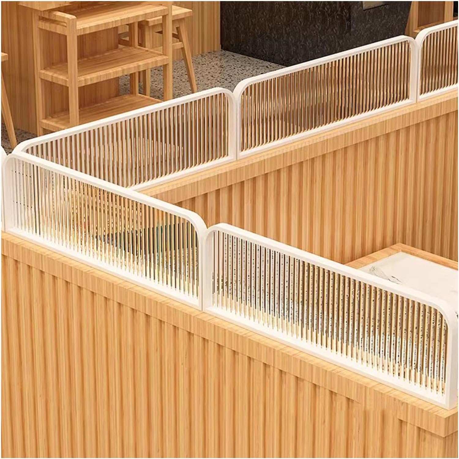 MSHGSKU Dividers for Dining Areas Striped Glass Translucent Restaurant Countertop Desk Divider 30cm Low Fence Restaurant Table Top Separator (Color : White, Size : 30x80cm)