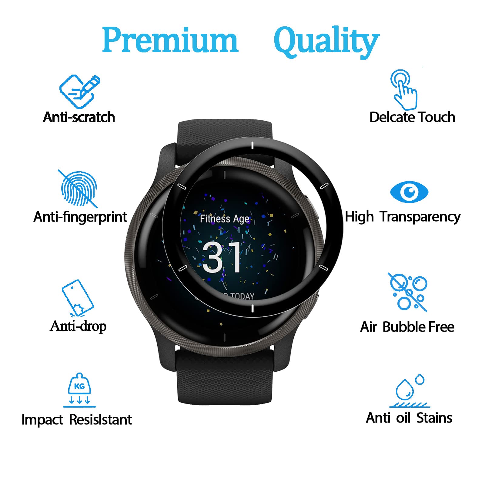 Image secondaire de Protection d'Écran 3D pour Garmin Venu 2 - Pack de 4, Anti-Rayures et HD