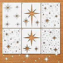6 Pack Reusable Star Stencils for Painting Walls, Wood, Canvas and Crafts