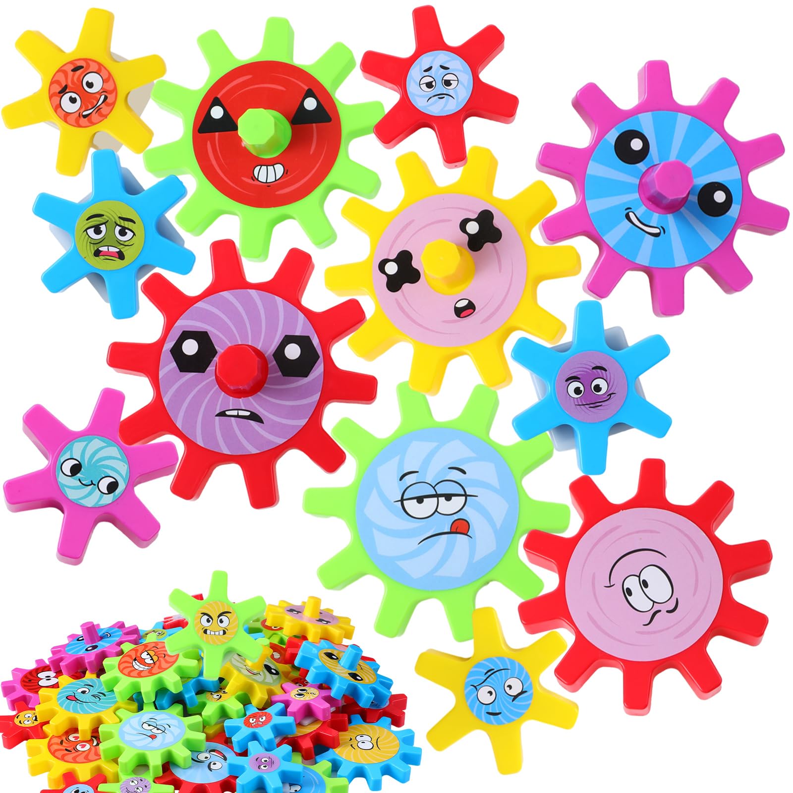 Relaxweex 36 piezas de engranajes magnéticos intercambiables para aprender magnético giratorio para nevera o pizarra blanca (Emoticon)
