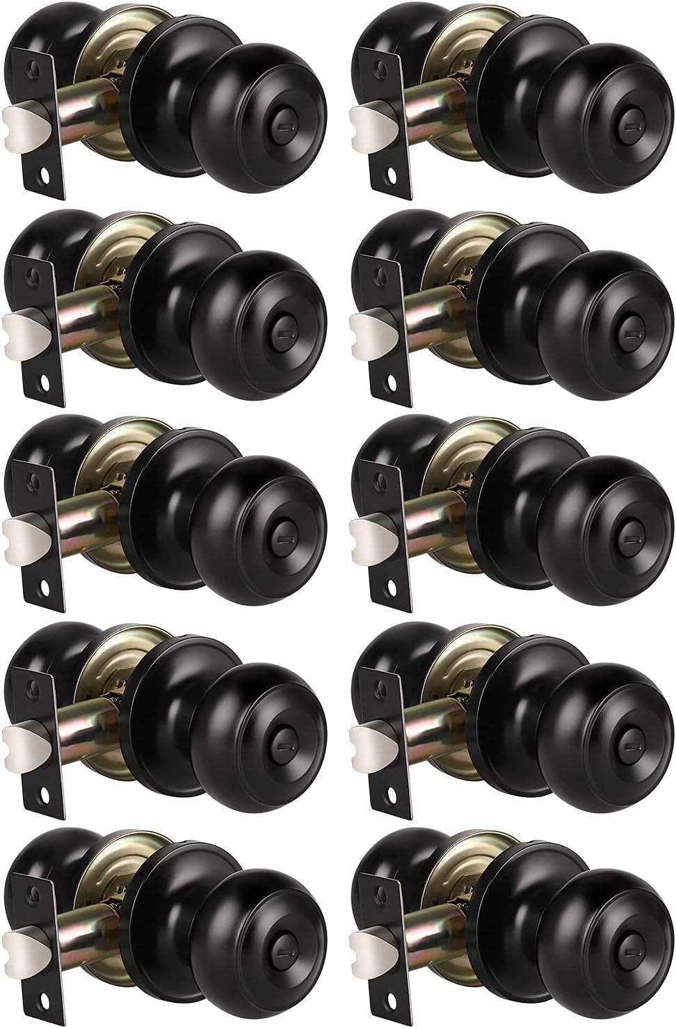 KNOBWELL 10 Pack Privacy Door Knobs with Lock for Bedroom or Bathroom Black Door Knobs Interior, Privacy Function Keyless Door Knob Handle Locksets