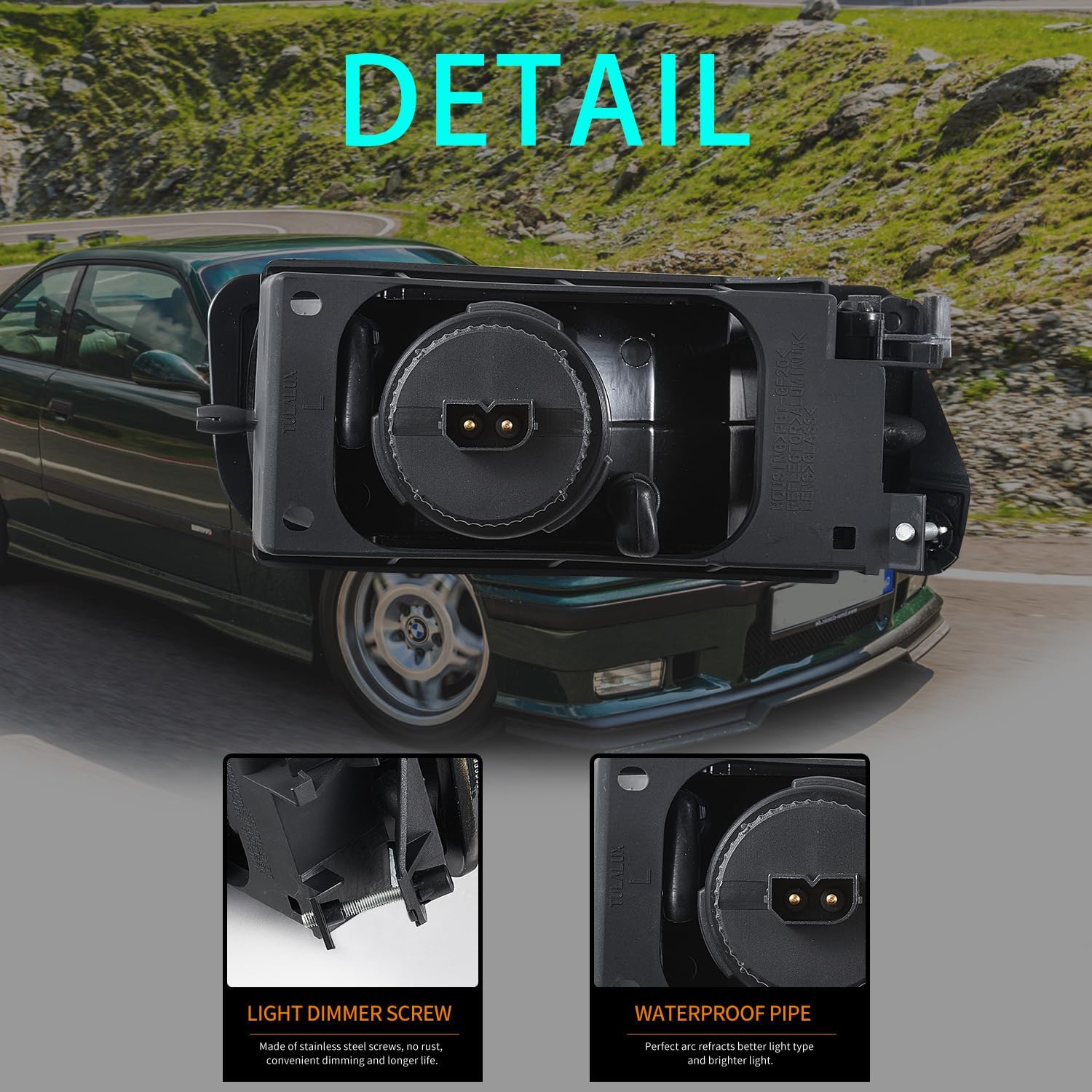 BMW E36 Fog Lights 1992-1999 3 Series M3 318i 320i 323i 325i 328i - Smoke Glass Pair with H1 Bulbs OEM Style