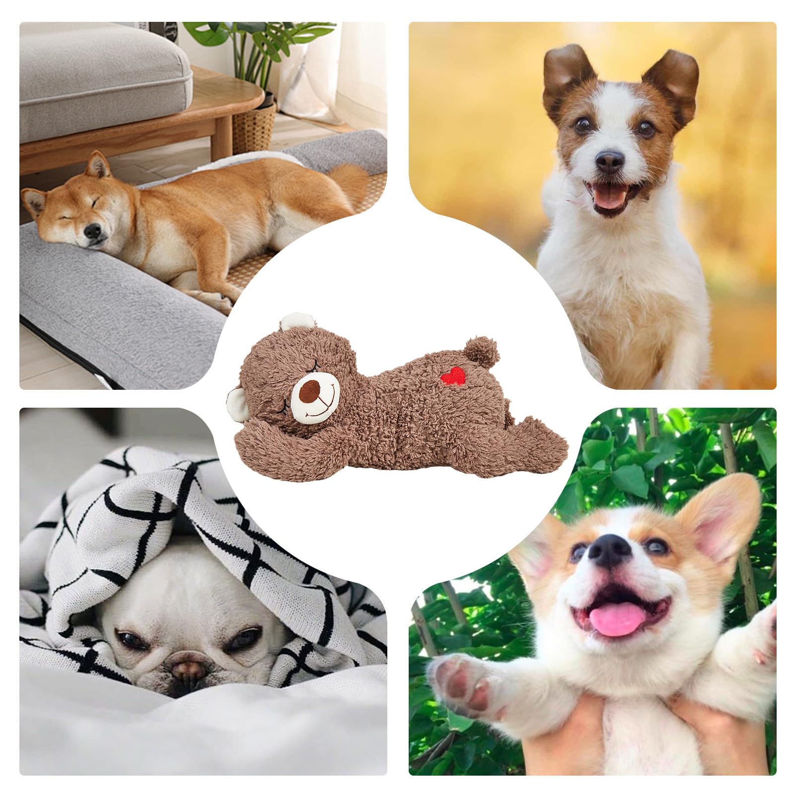 Générique en Peluche pour Chien, Peluche Simulant Un Cœur Qui Bat pour Chien, Ours en Doudou Apaisant pour Chats Et Chaton
