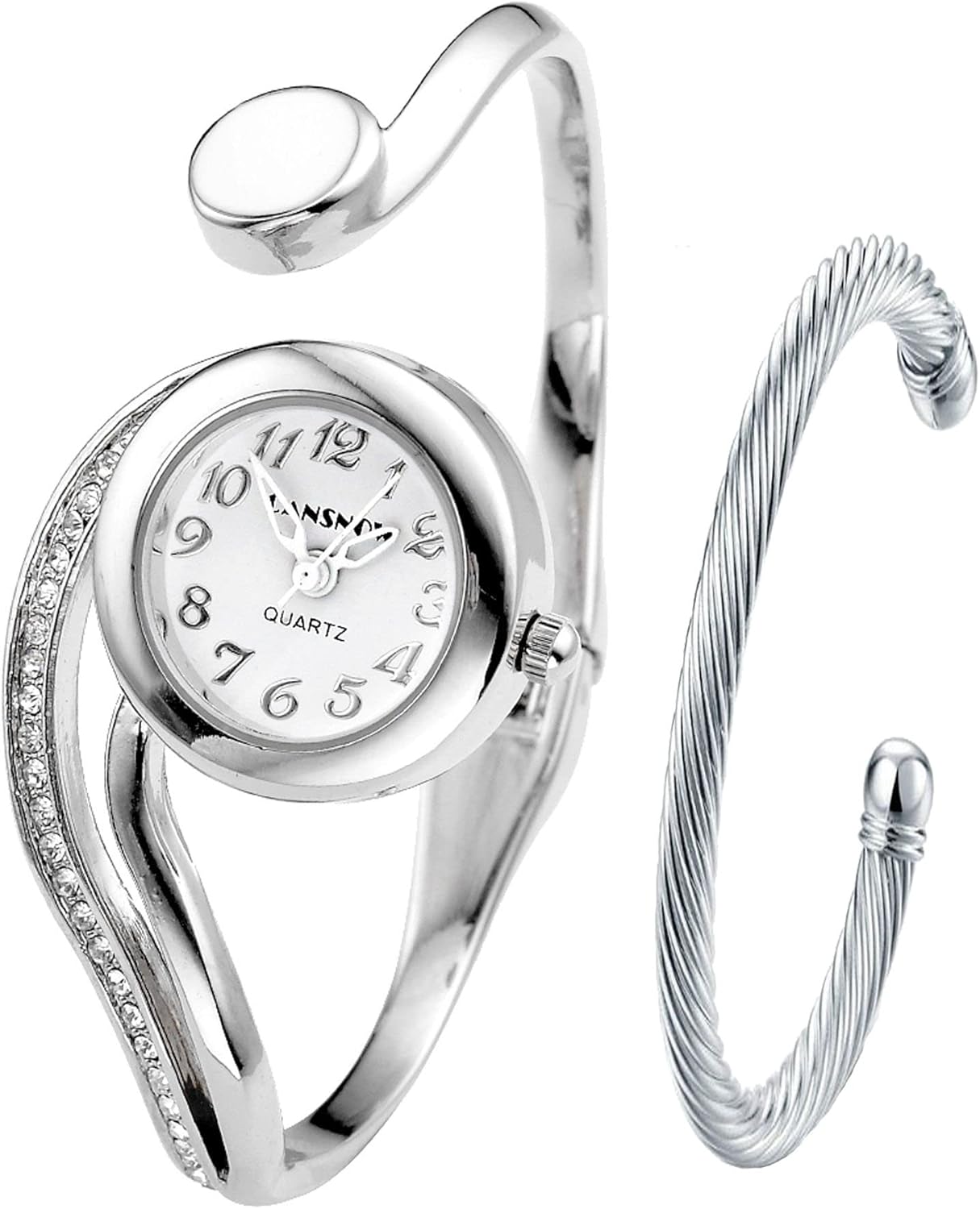Gosasa Women's Watch Stunning Design Metal Band Small and Medium Size Cuff Bangle Dress Watch 6 Inches Gifts Set with Bracelet