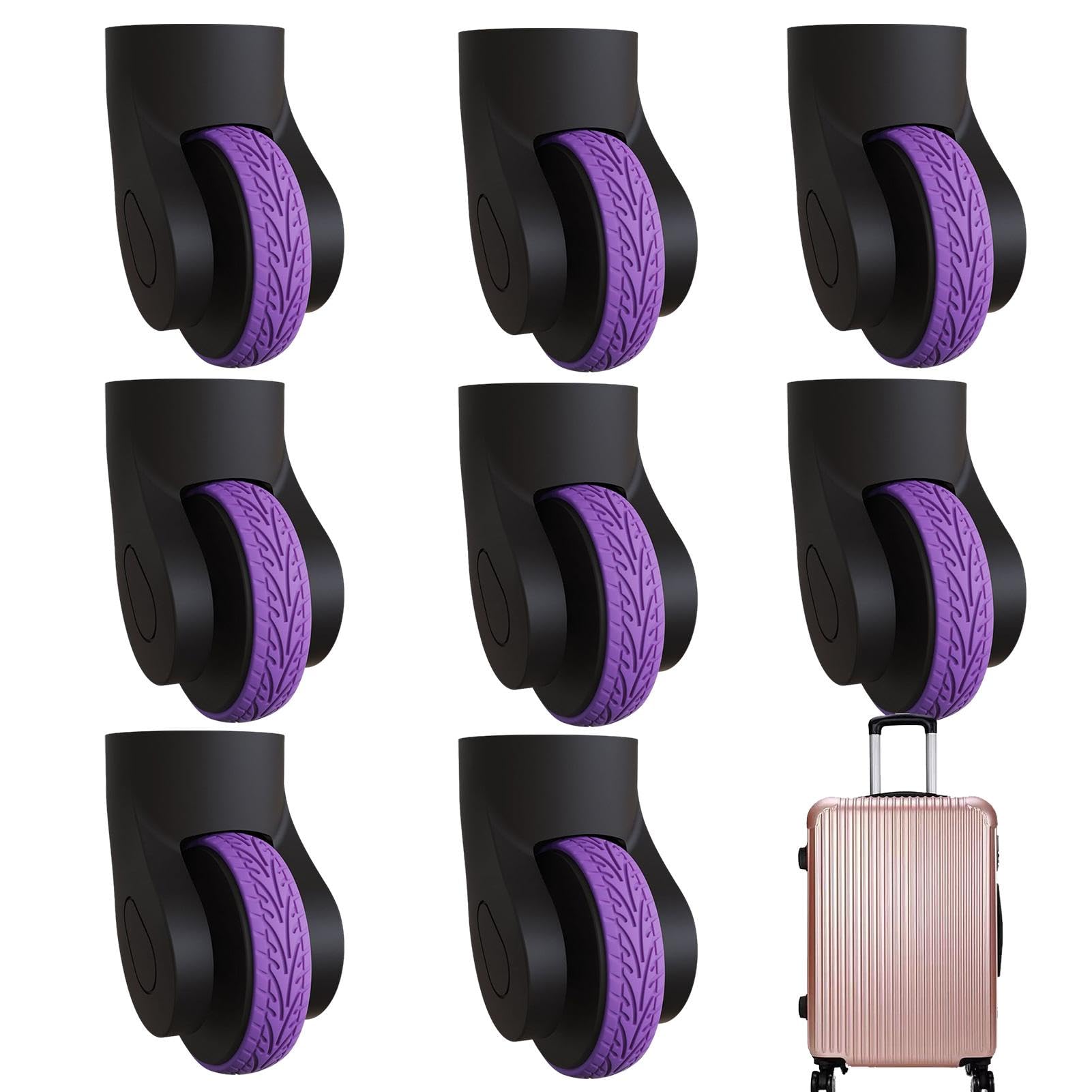 Protezione ruota bagaglio copriruota ruota bagaglio copertura ruote in | silicone 8 pezzi copertura protettiva in silicone per ruota filatore bagagli da viaggio, viola., Se référer au