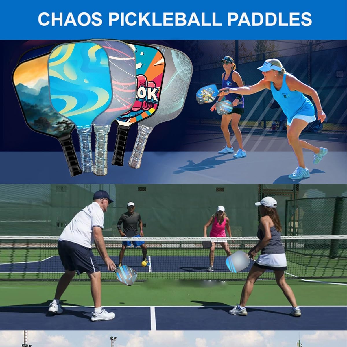 Wiosła do pickleballa, lekkie wiosło do pickleballa do użytku wewnątrz i na zewnątrz z kulkami, dla początkujących i profesjonalistów (Color : K)