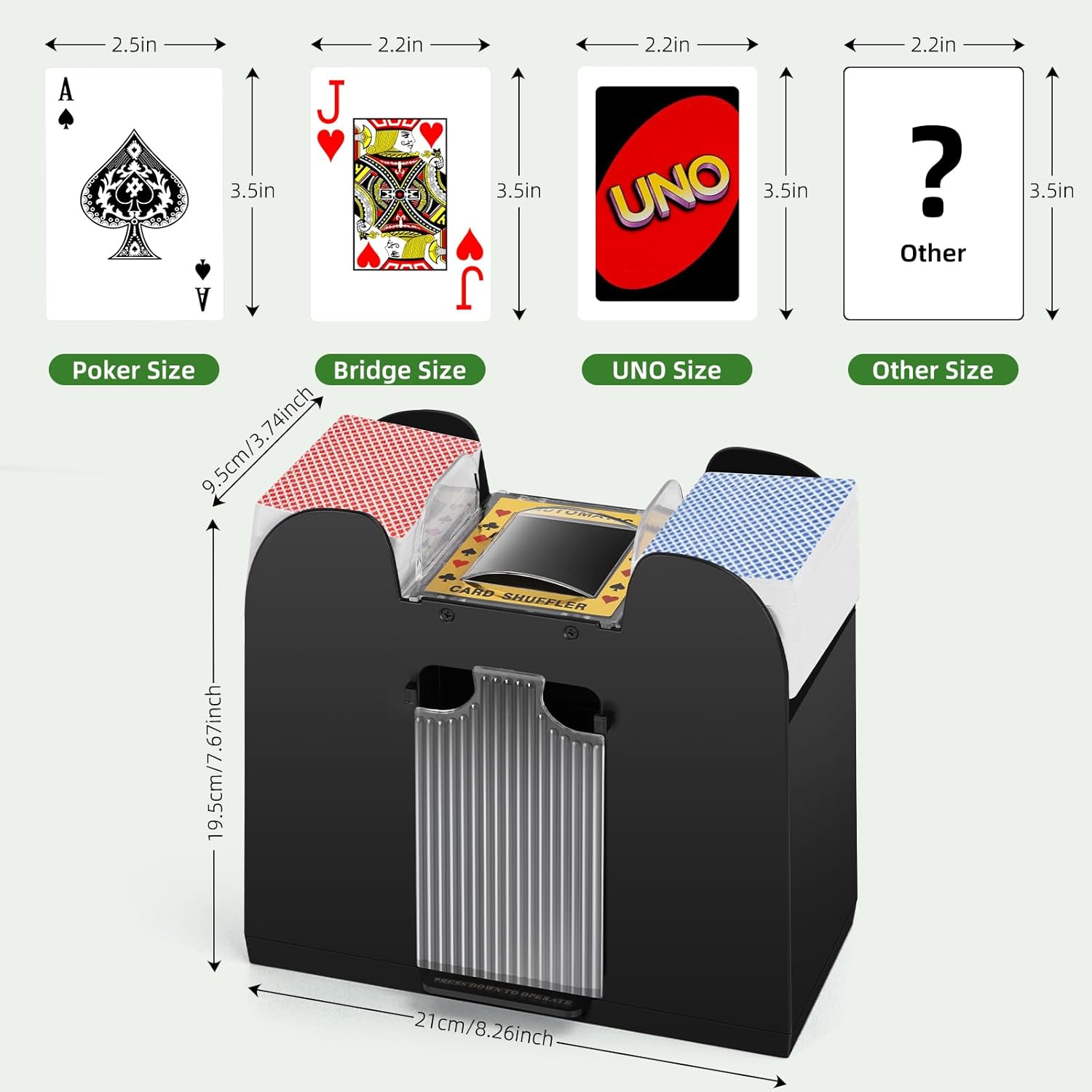 Unniweei Automatic Card Shuffler, Battery-Operated Electric Shuffler, Casino Card Game for Poker, Home Card Game, UNO, Phase10, Texas Hold'em, Blackjack, Home Party Club Game