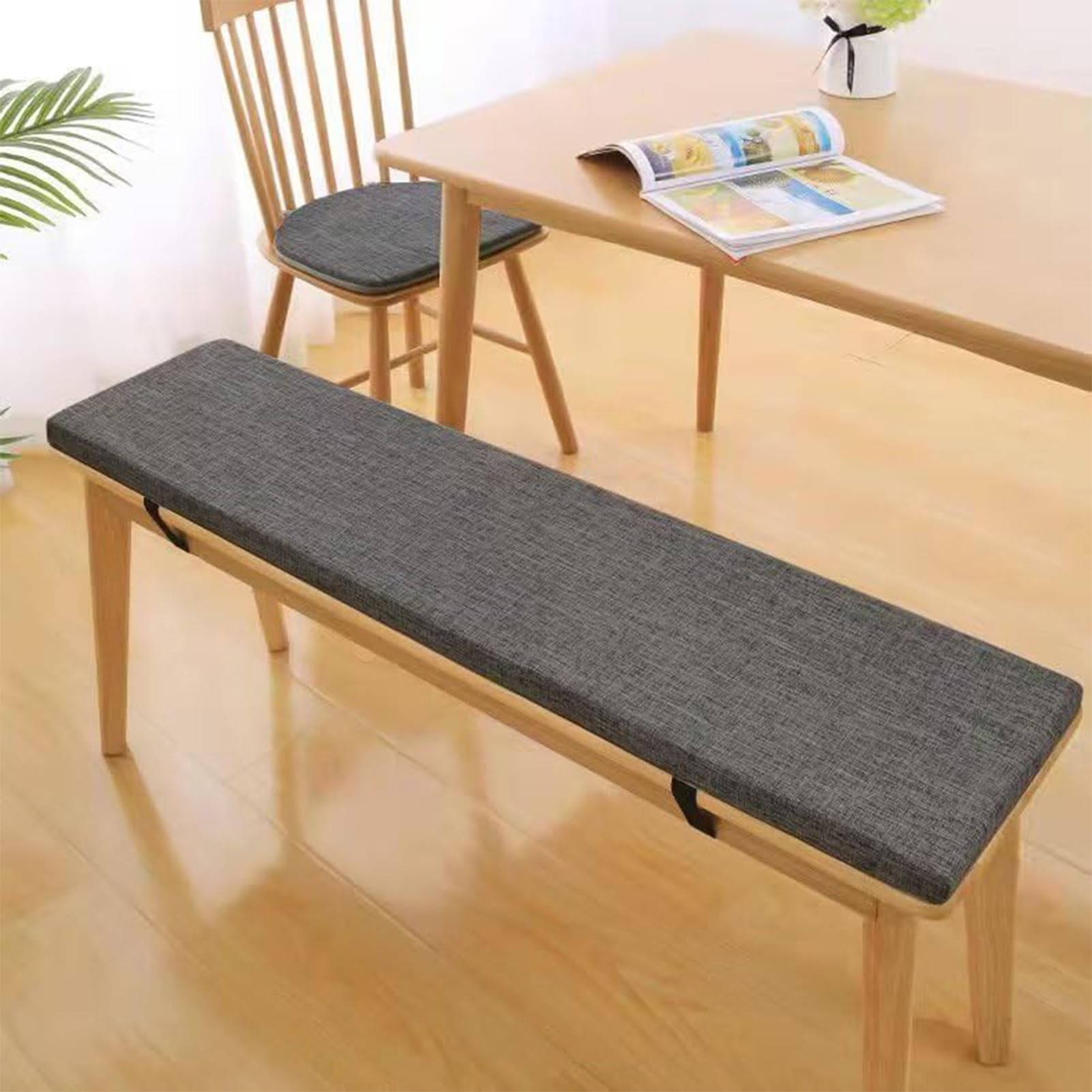 bench seat cushion 190 * 40 * 3cm Removable Seat Pad cover，Linen, Non-Slip Pad for Shoe Bench Rack, Window, Piano, Dining