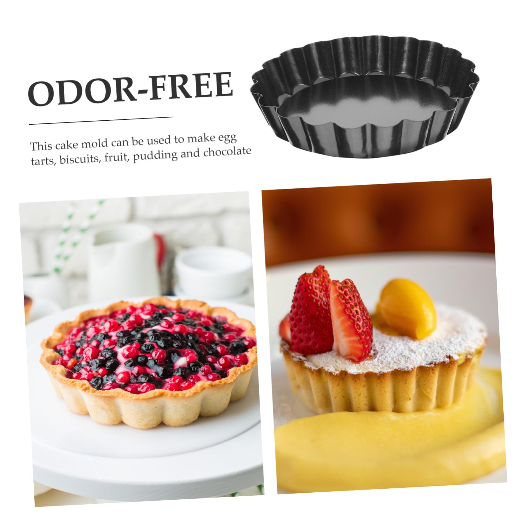 Toyvian Set 8 Teglie per Tartellette Antiaderenti in Acciaio al Carbonio con Fondo Rimovibile, Eccellente Conducibilità Termica per Cottura Quotidiana e Dolci da Banchetto