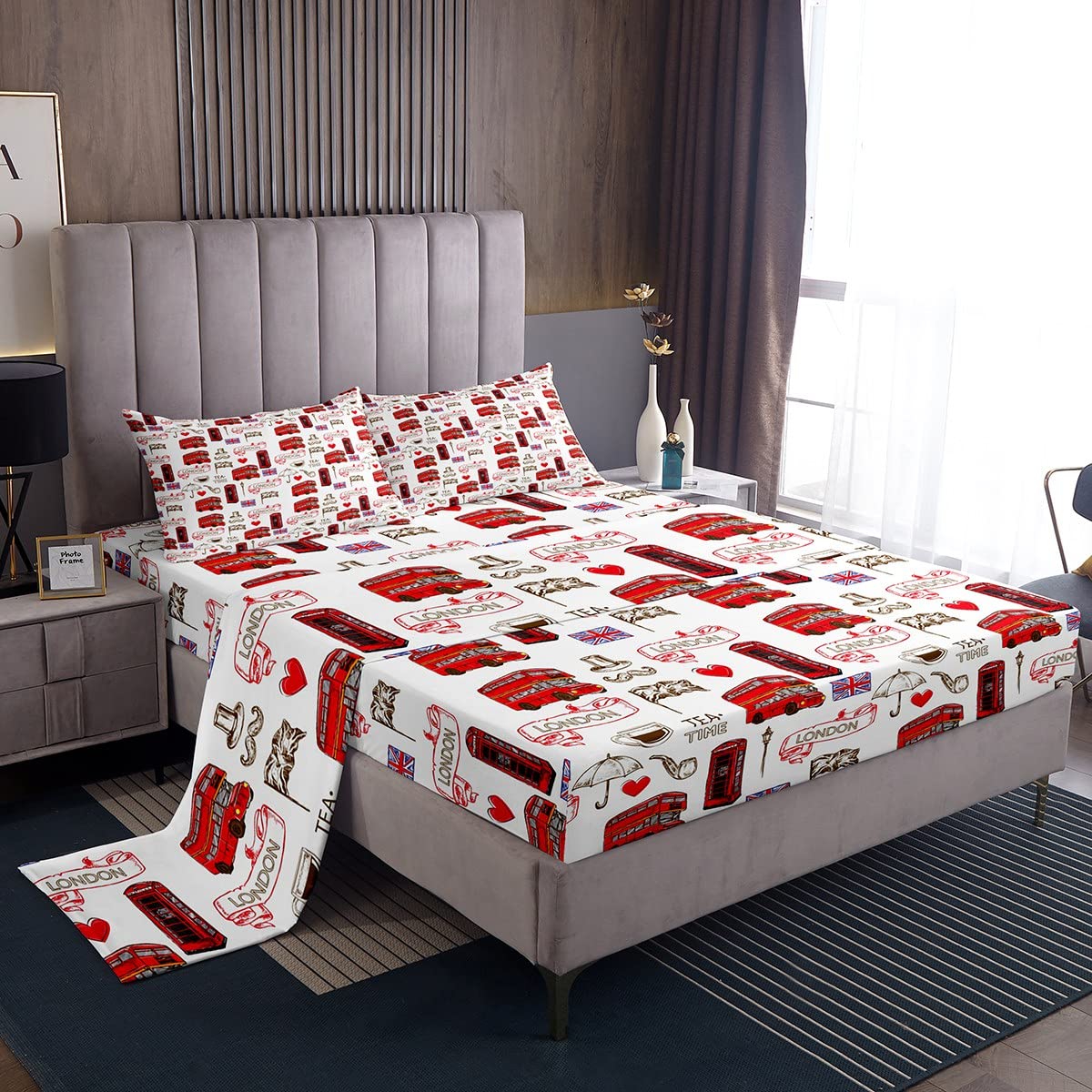 Set Di Lenzuola Con Bandiera Dell'Inghilterra Rosso Blu Navy Set Di Lenzuola Britanniche Per Bambini Ragazzi Ragazze Set Di Letti Di Lusso Morbido In Microfibra Lenzuola 1 Set Di Lenzuola King Size - 2