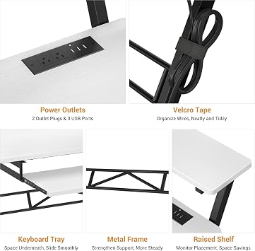 47 Music Studio with Power Outlet, White