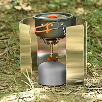 Vista 7 de Parabrisas para estufa de camping de 8 placas plegables, para estufa al aire libre, parabrisas para estufa de campamento, parabrisas de aleación