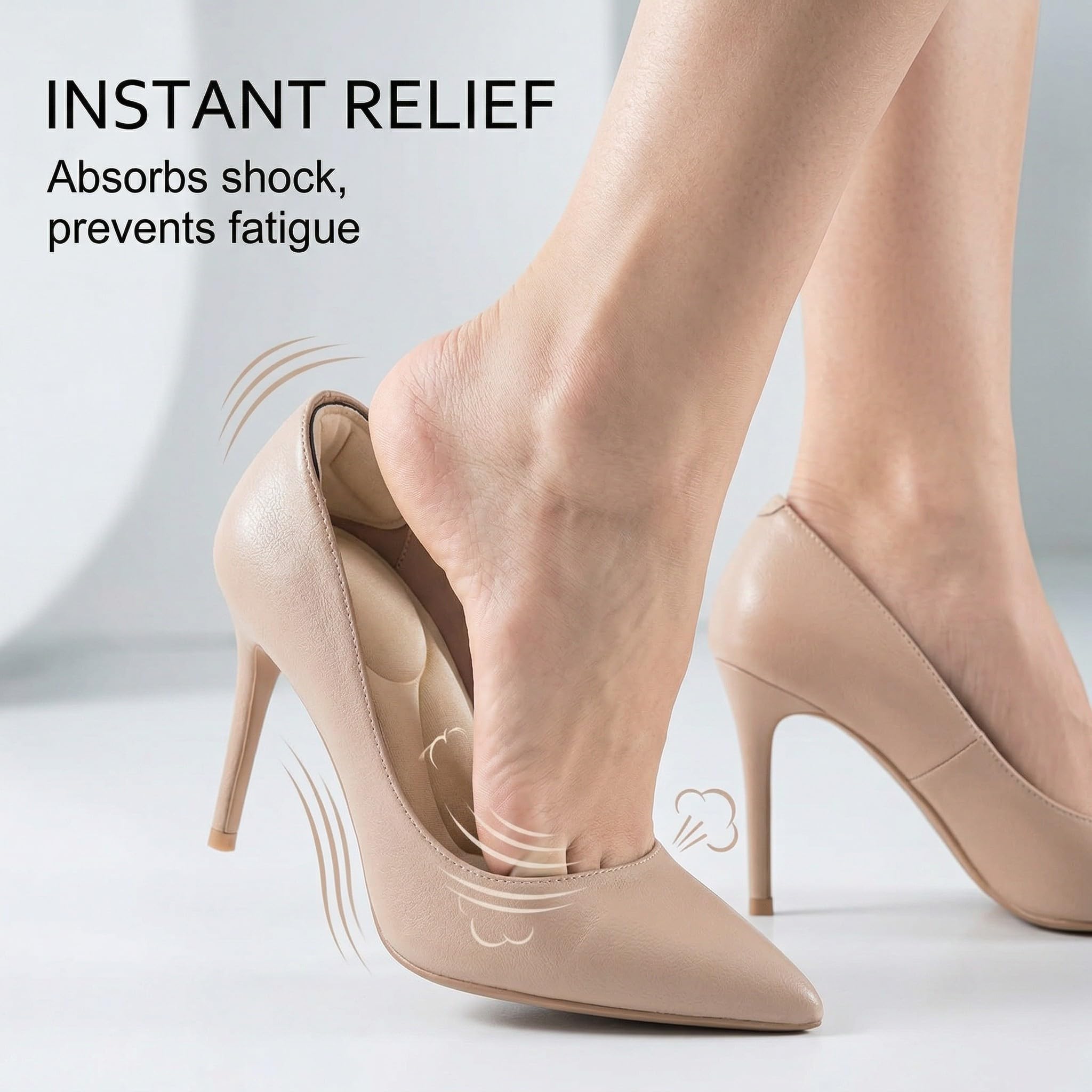 4 Paia Solette per Scarpe Grandi, Riduttore Numero Scarpe in Memory Foam per Tacchi Alti e Décolleté, Design 2-in-1 con Salva Tallone, 2 Modelli (Punta Tonda e Appuntita), Nero e Carne