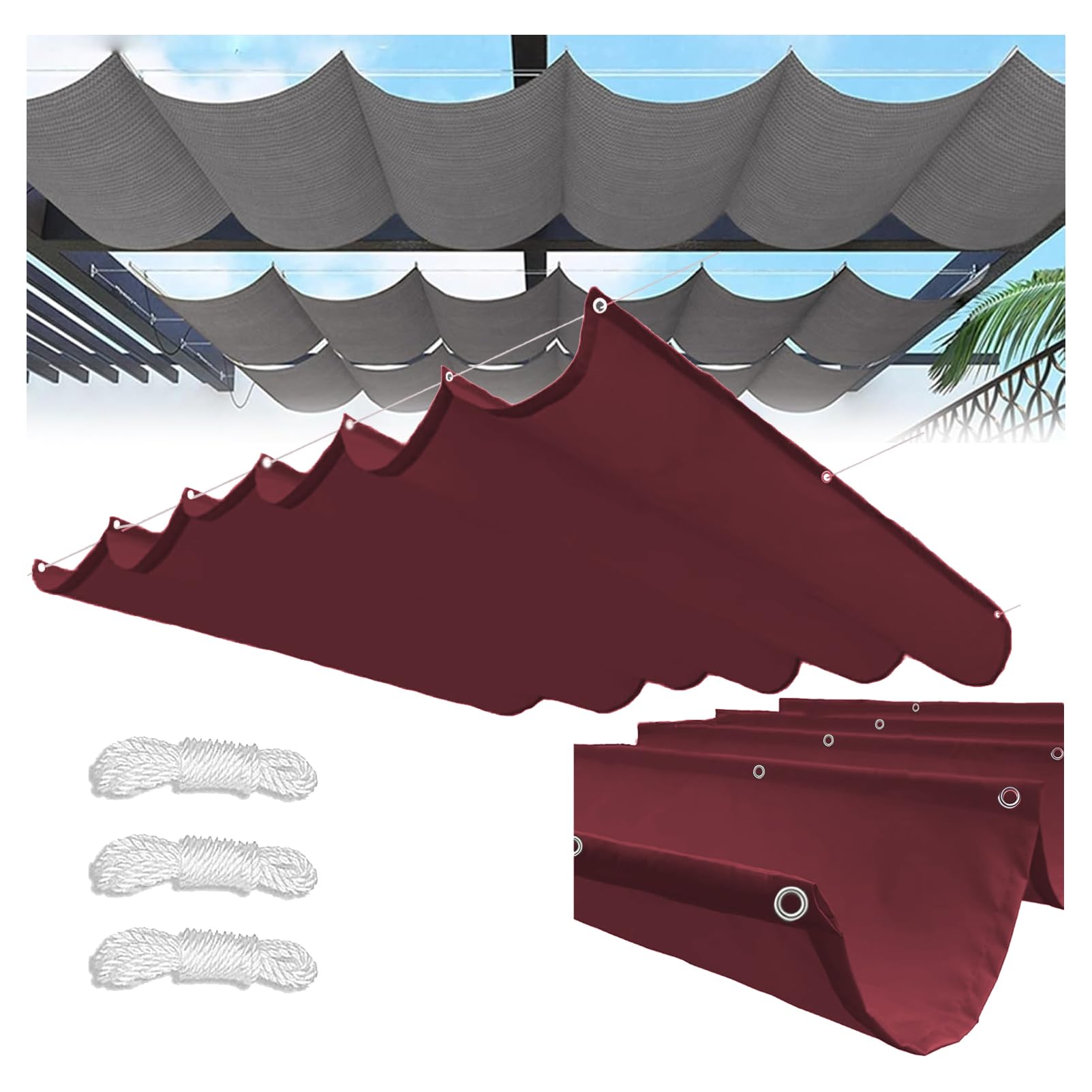 Voile d'ombrage rouge rétractable 1x12m pour embellir votre terrasse