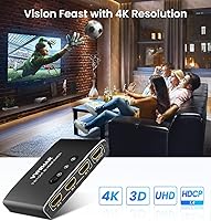 Vista 6 de Interruptor HDMI 3 en 1 Salida 4K UHD HDMI Switcher Splitter, interruptor automático con control remoto de metal HDMI Switch Box Hub Soporte 4K 3D