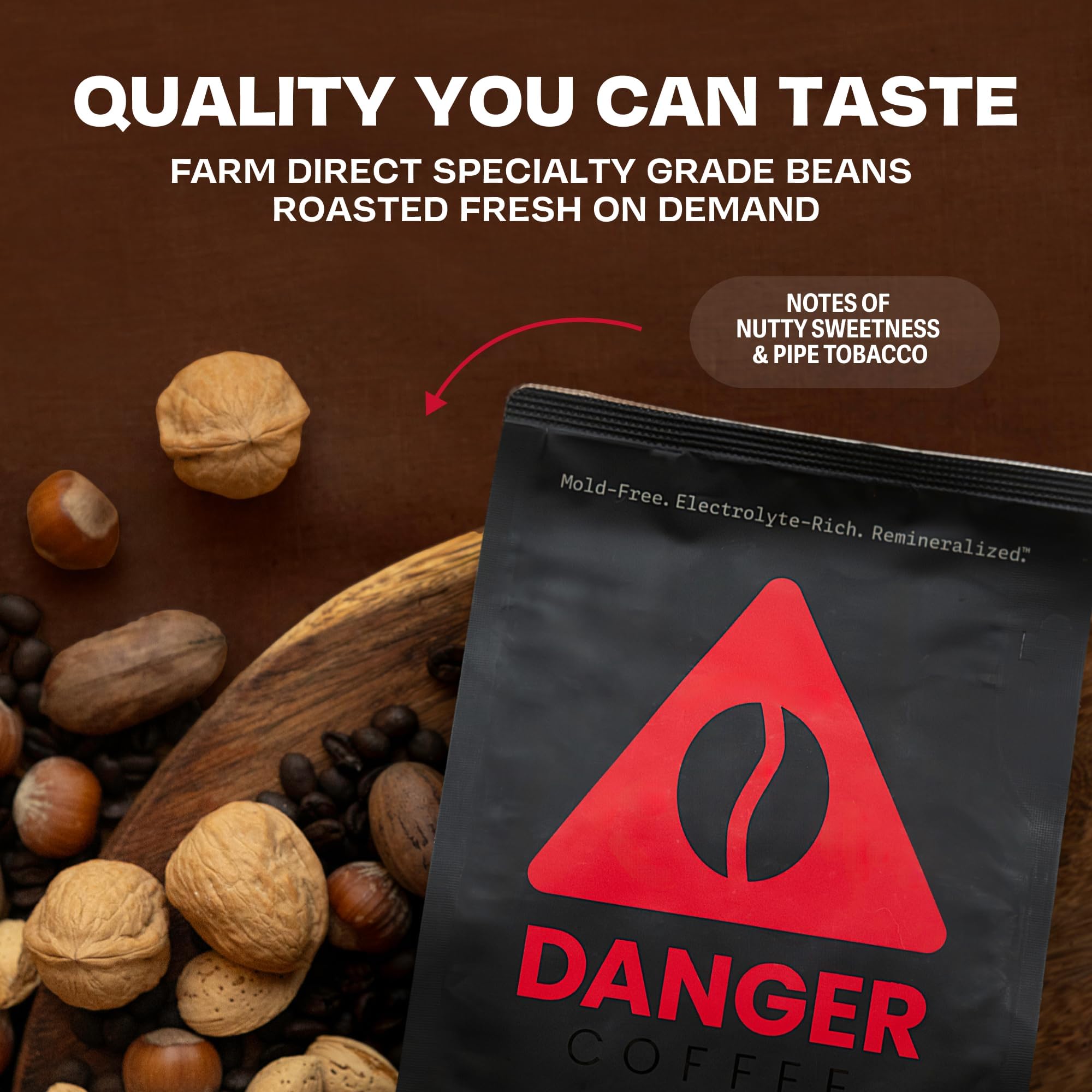 Danger Coffee Autor: Dave Asprey, Remineralizowana kawa mielona, bez pleśni i przetestowana laboratoryjnie, średnia palona, 309 ml