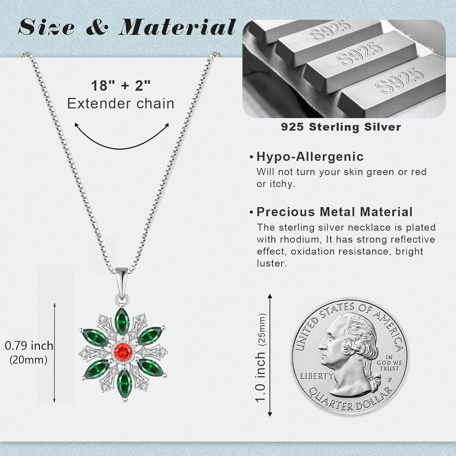 Snowflake Necklace for Women 925 Sterling Silver Pendant Necklaces Jewelry Gifts - Image 4