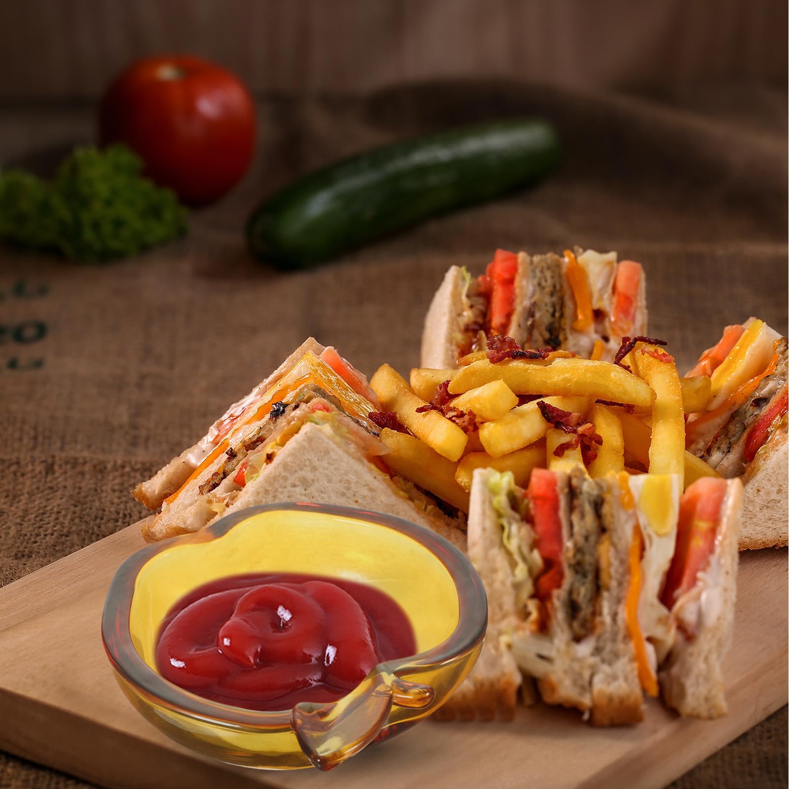 Alasum 6 kleine Glasteller in Apfelform, bruchfeste kreative Saucenschälchen und Gewürzschalen, ideal für den Haushalt und Zufällige Farbe