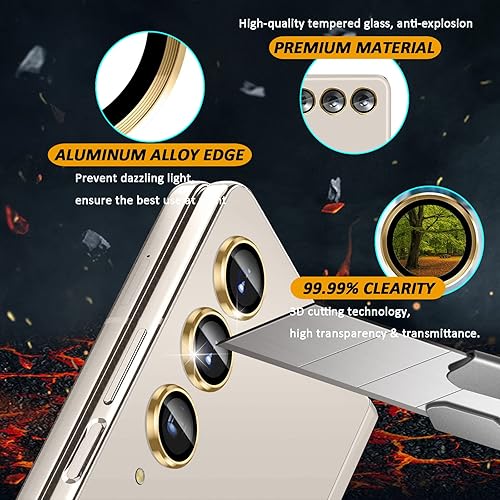 Miniatura 3 de Miimall Protector de lente de cámara compatible con Samsung Galaxy Z Fold 4, antiarañazos, 9H HD, protector de cámara de vidrio templado para Galaxy