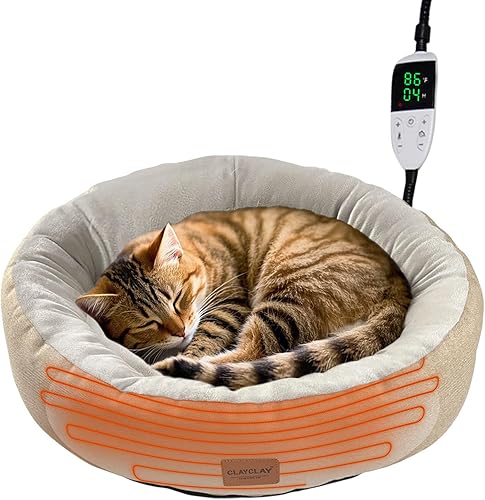 Miniatura 9 de Cama Redonda Acogedora para Gatos – Cojín Suave y Cómodo para Gatos y Gatitos – Antideslizante, Lavable a Máquina, Cama de Felpa para Dormir para