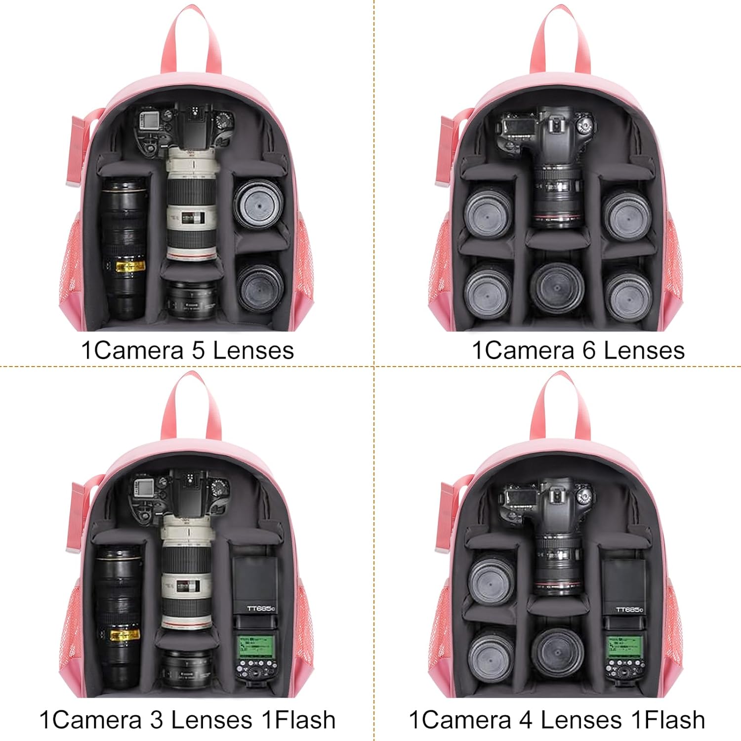 CADeN Camera Backpack Bag Professional for DSLR/SLR Mirrorless Camera Waterproof, Camera Case Compatible for Sony Canon Nikon Camera and Lens Tripod Accessories (Small, Pink) - Image 5