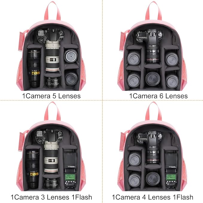 Mochila Profesional para Cámara CADeN D6 Rosa miniatura 5