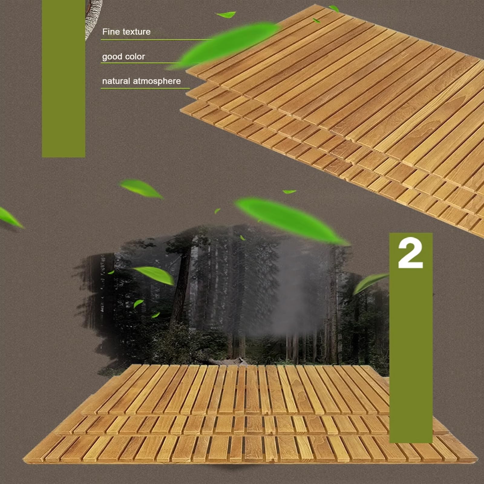 Duschmatte aus Teakholz, rutschfestes Badewannenrost aus Naturholz, für Luxus-Spa-Dusche, Sauna und Pool, rutschfeste Unterseite, 80 x 90 cm, elegantes Badezimmer-Accessoire