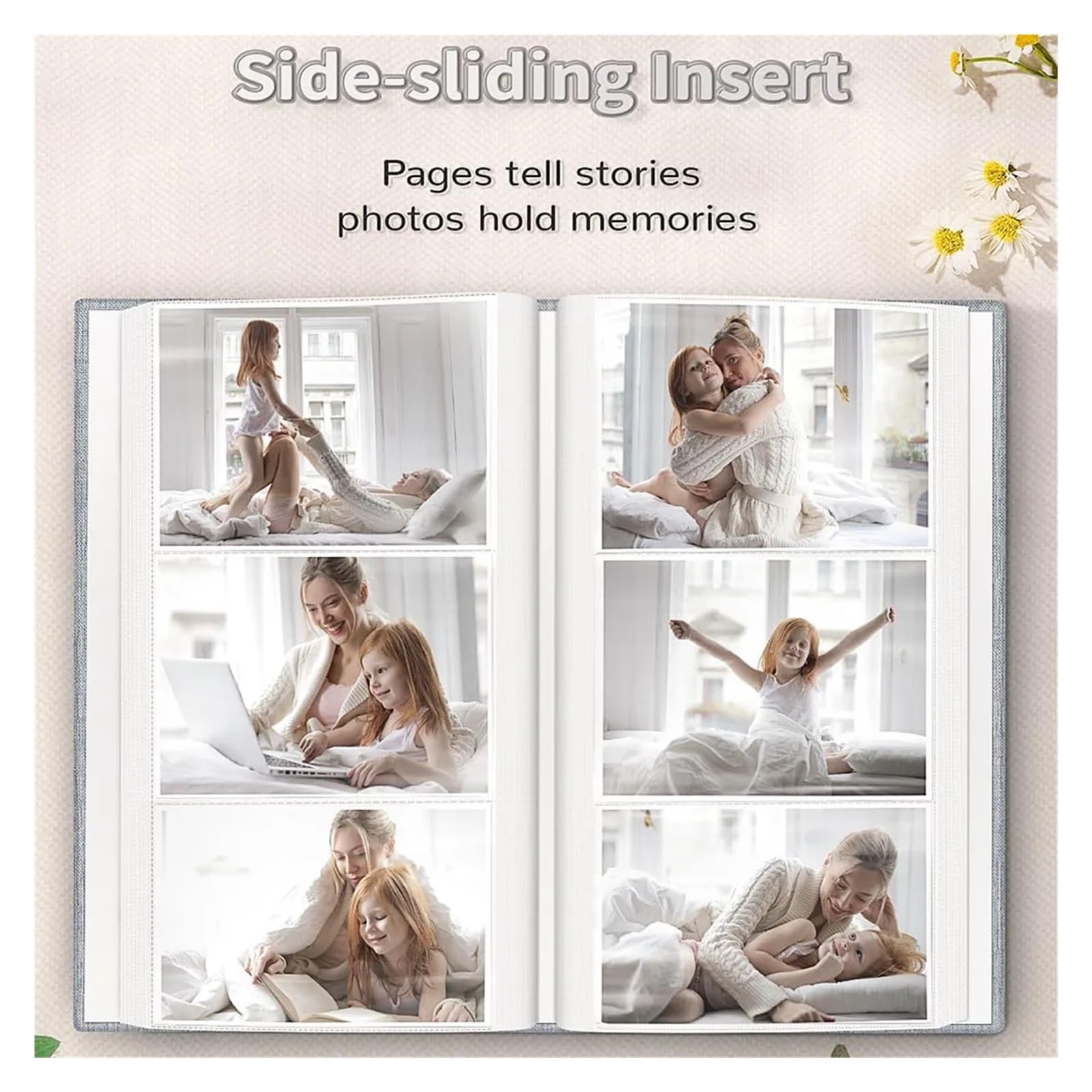 Scrapbook Fotoalbum Leinen-Fotoalbum mit 300 Taschen for 4x6 Fotos, Bücher, Einsteck-Bilderalben, Hochzeits-, Familien- und Jubiläums-Fotoaufbewahrung(Grey)