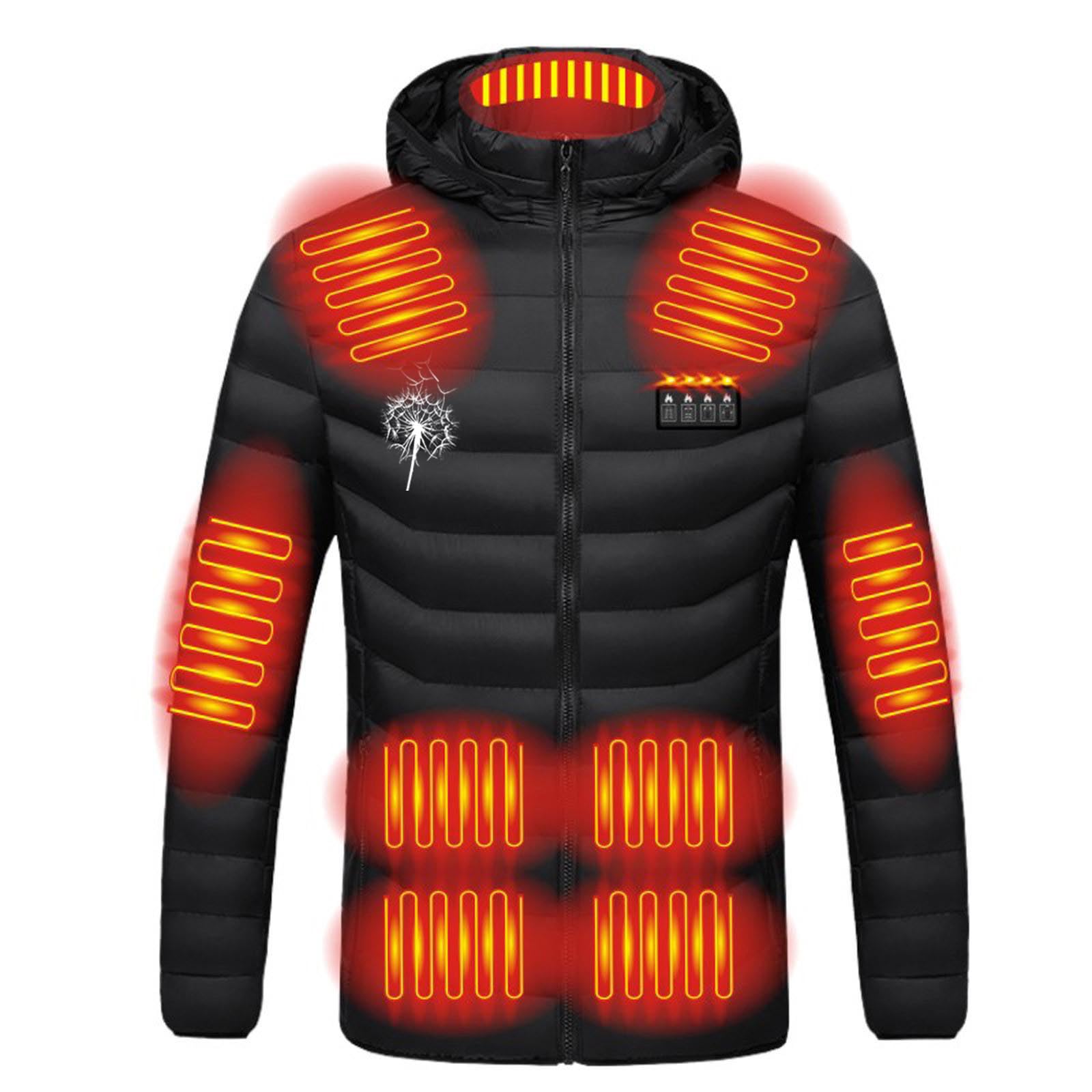 NUSGEAR Chaqueta Calefactable Unisex Hombre Mujer, Calentador Abrigo Térmico Eléctrico USB con 21 Zonas Calefactables Chaquetas Calefactor Temperatura Ajustable para Moto al Aire Libre