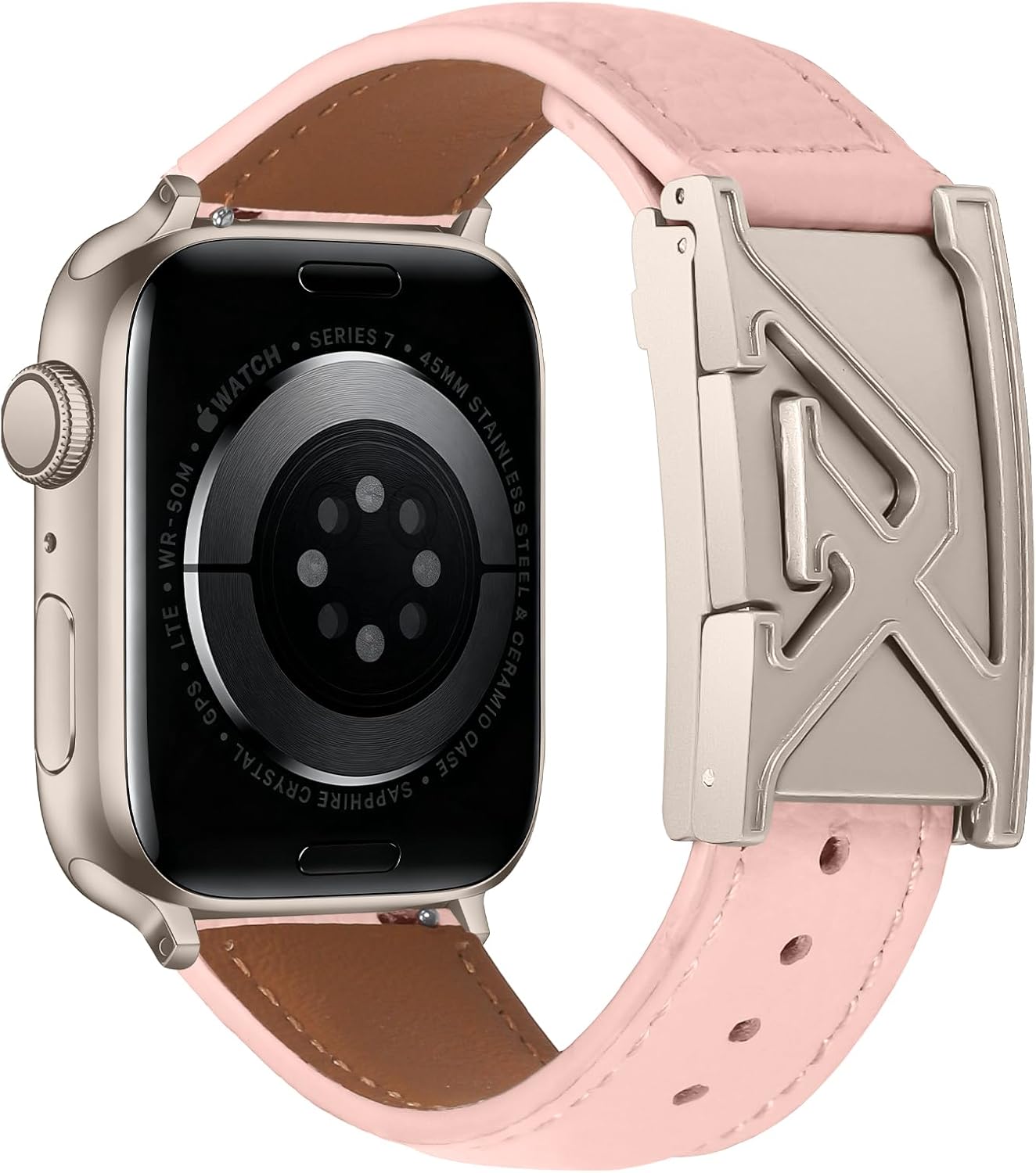 Leather Magnetic Band Compatible with Apple Watch Bands 38mm 40mm 41mm 42mm 44mm 45mm 46mm 49mm, Top Grain Genuine Leather iWatch band, Designer Dressy Luxury Strap for Women Men