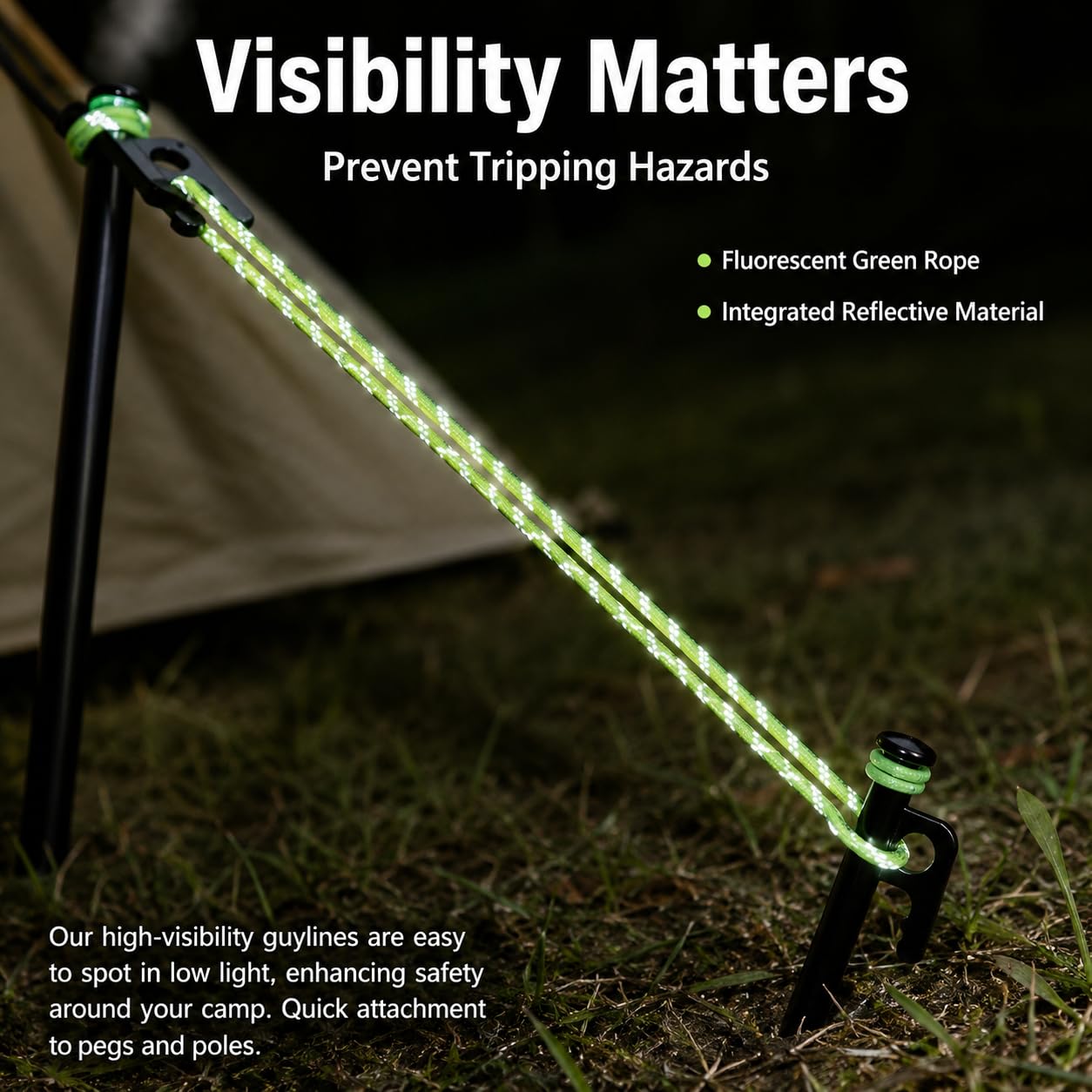 Robustes 21-teiliges Zeltzubehör-Set mit 20 cm Erdnägeln aus hochfestem Metall, windfest für Camping & Outdoor, reflektierende Abspannseile