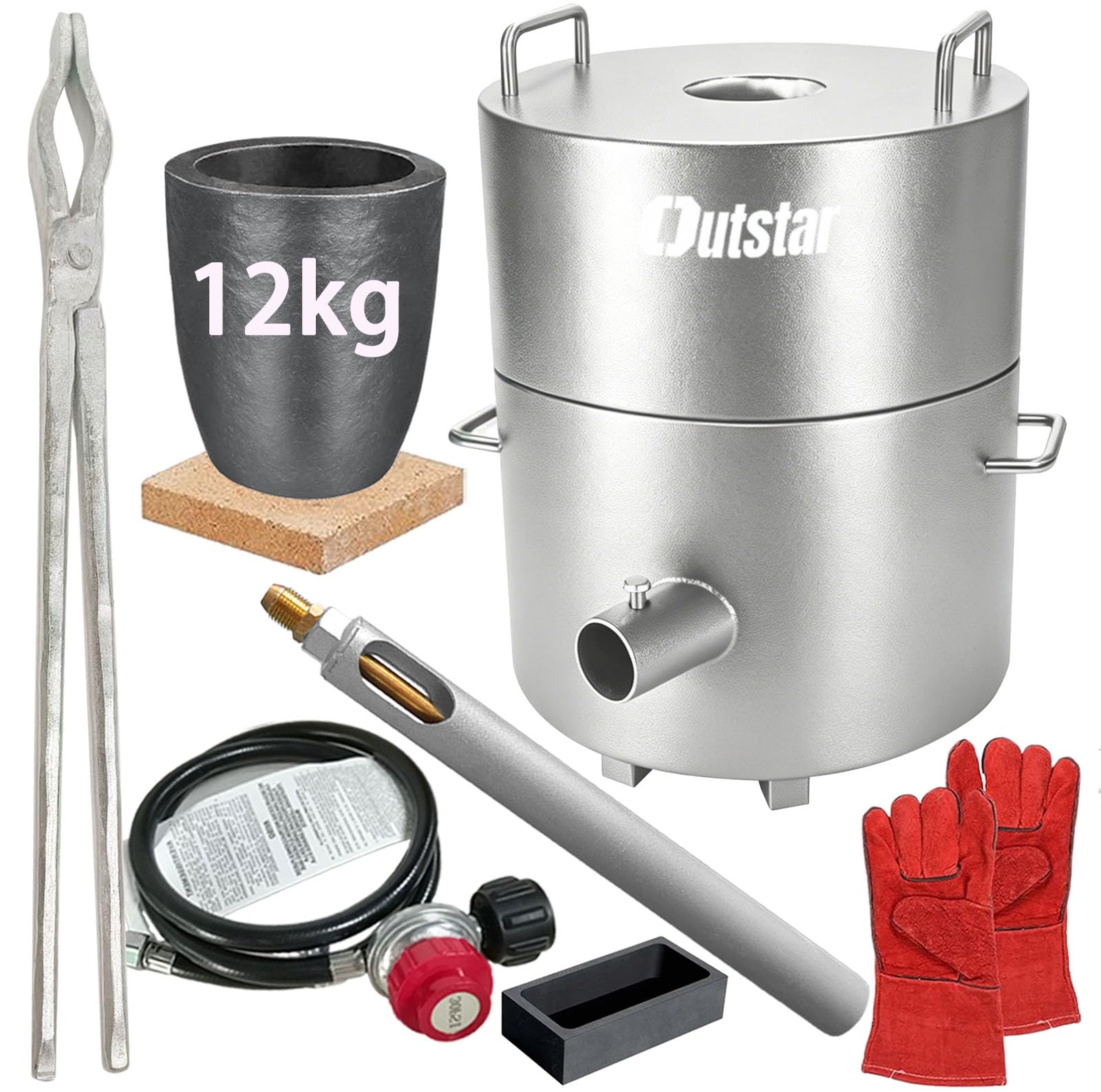 12KG Propan-Schmelzofen-Set, Große Kapazität und Verbesserte Sicherere Brennofen Gießerei Ofen Schmelzen Gold Silber Kupfer Aluminium Metall Recycling für Schmuck Herstellung und Metallgießen