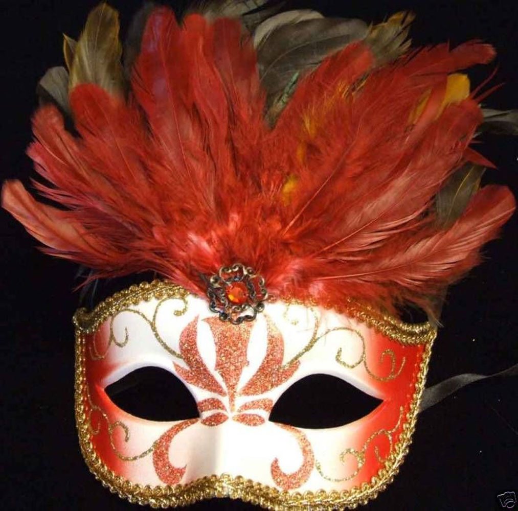 Lady in Red Venetian Masquerade Halloween Goth Ball Party Mask Prom