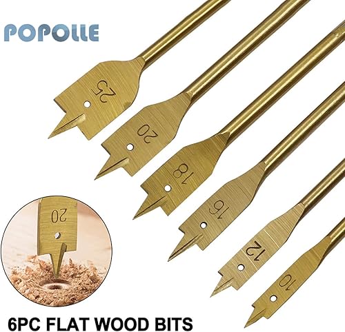 Miniatura 7 de Taladro plano para carpintería de tres puntos, 0.394-0.984 in, chapado en titanio, juego de sierra de agujero hexagonal