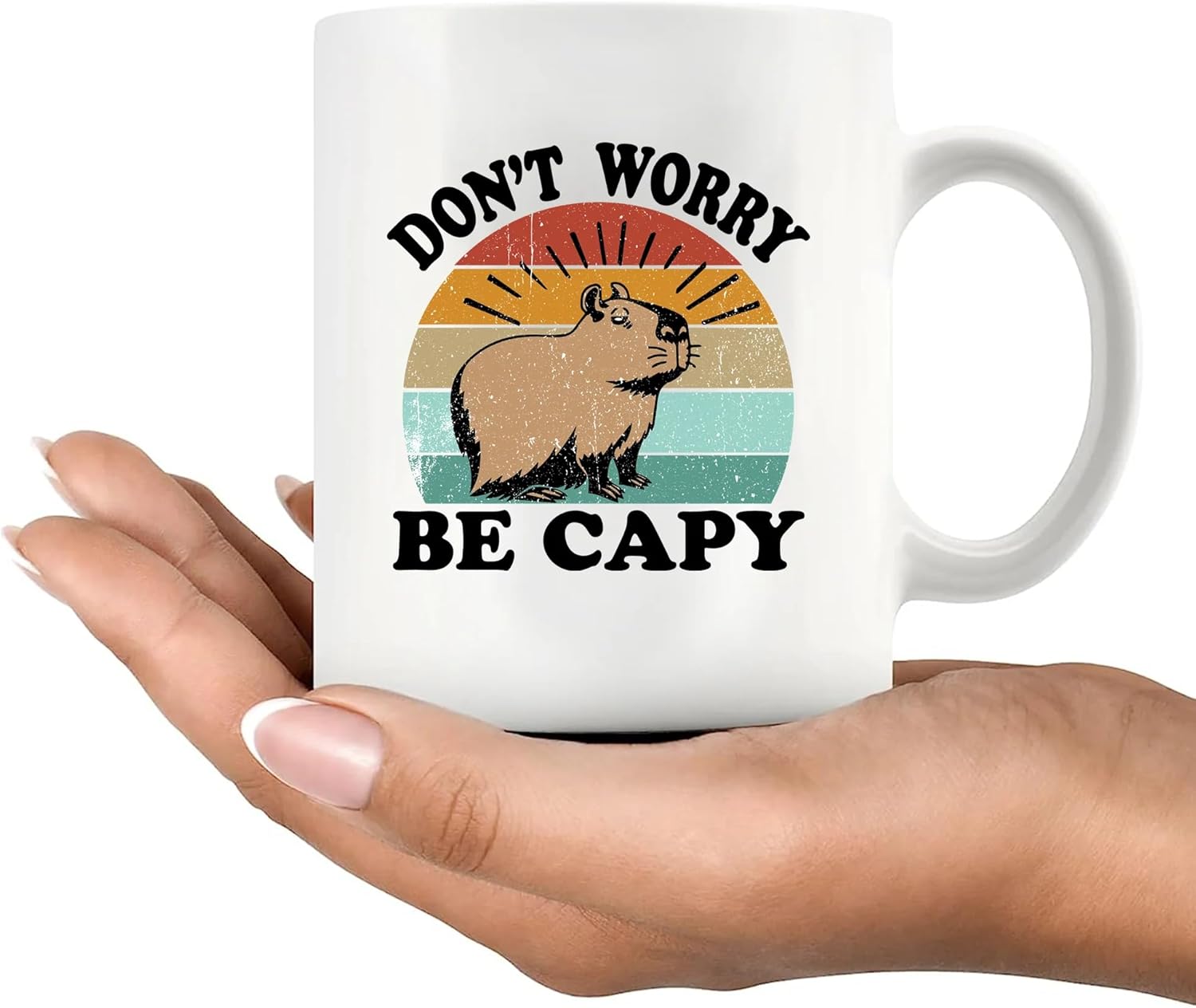 Don't Worry Be Capy Capybara Animal Lover Gifts Pet Owner For Dad Mom Brother Sister Funny Novelty Drinkware Ceramic Mug 11 oz White - Image 8
