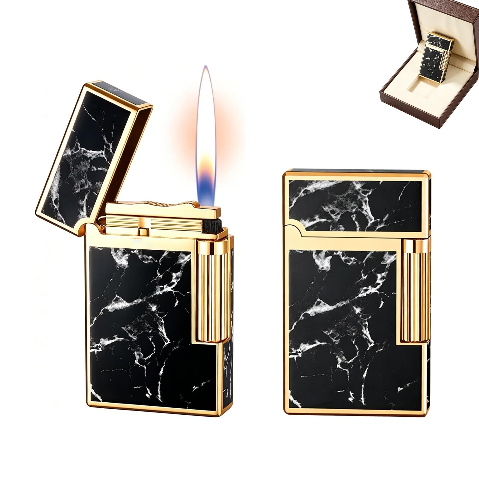 Briquet au Butane à Flamme Douce de Style Vintage ; Portable et Rechargeable.