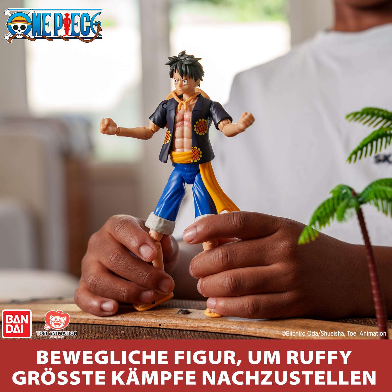 BANDAI – Anime Heroes – One Piece – Anime Heroes Figur 17 cm – Monkey D. Ruffy Dressrosa-Version – Offizielle One Piece Lizenz – Gelenkige Luffy-Figur – Spielzeug für Kinder ab 4 Jahren – 37007