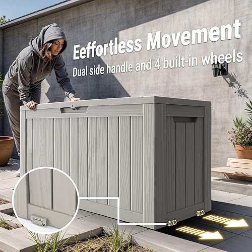 Vista 13 de Mars Villa Deck Box, Waterproof Weatherproof and UV Resistant Resin Storage Bin with Lockable Lid, Ideal for, Outdoor, Patio Furniture Cushions