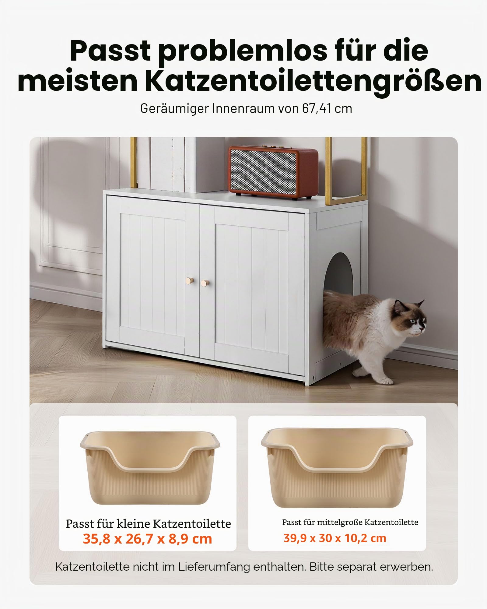 VEVOR Katzenschrank, 700x450x1245 mm, Katzentoilette mit Metallbeinen & 2-stöckigen Lagerregalen, Katzenklo Schrank, Katzenhaus, passend für die meisten Katzentoiletten, für das Wohnzimmer