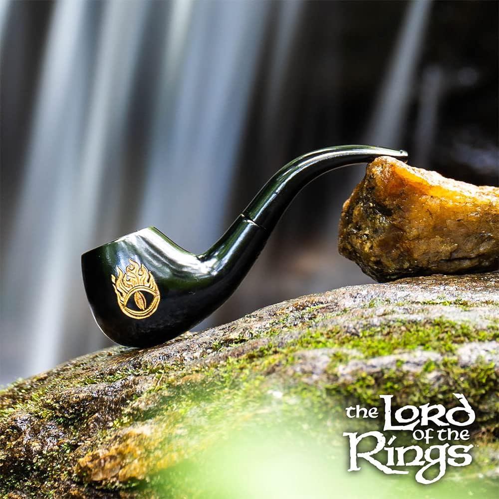 Pulsar Shire Pipes - SAURON Ebony Finish Cherry Bent Apple Tobacco Pipe - 13" Long - Officially Licensed The Lord of the Rings Collectible