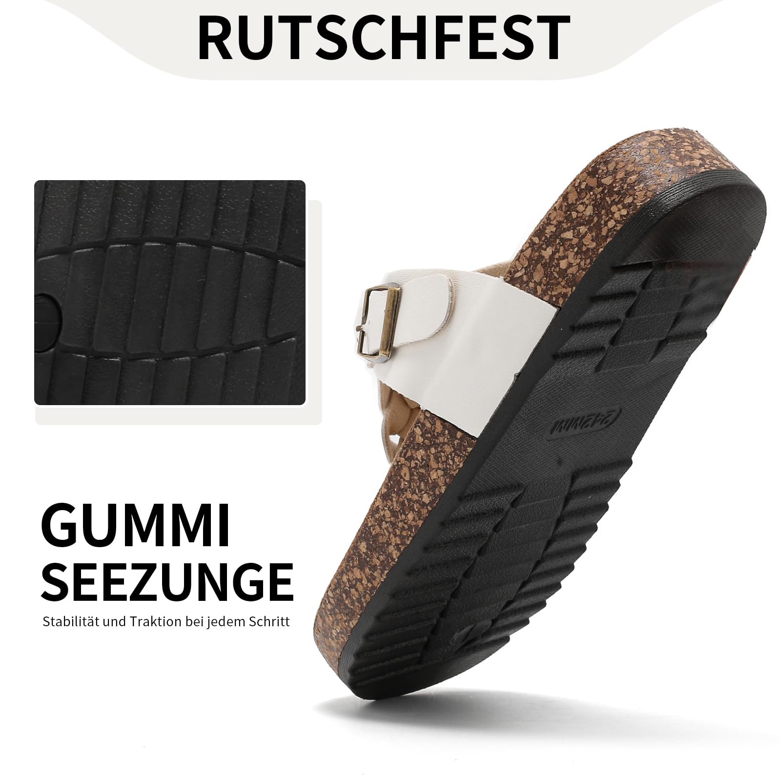 zaxunai Lässig Flach Infradito Donna, Sandali Estivi Con Suola In Sughero Unisex, Sandali Flip Flop Uomo Con Fibbia Regolabile, Pantofole Da Bagno Antiscivolo, Pantofole Comode Per Casa