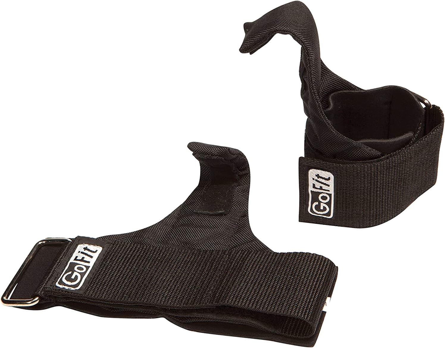 GoFit Power Hooks with Wrist Strap for Power Lifting, Shrugs, Deadlifts