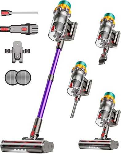 Aspiradora inalámbrica, 50 KPA 65 minutos XL para el hogar, aspiradora de palo con cepillo antienredos, pantalla LED, autoportante, aspiradora