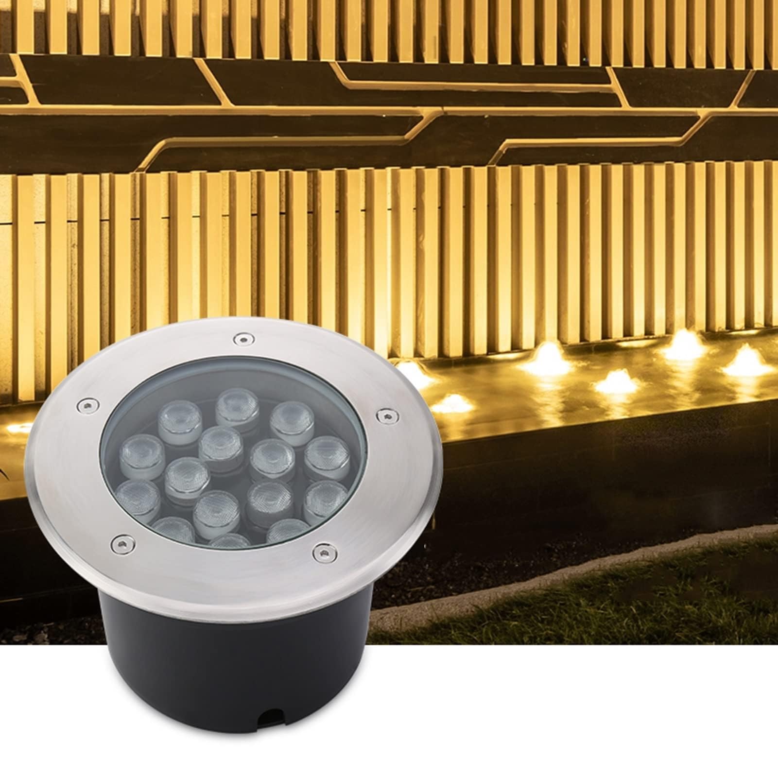 LED Tauchlicht - Einbaustrahler, 24-V-LED-Unterwassereinbaustrahler, IP68 wasserdichte runde Teich-Poolbeleuchtung, Niederspannungs-304-Edelstahl für Wasserspiele, Brunnen, Teiche, Plätze ( Color : 18