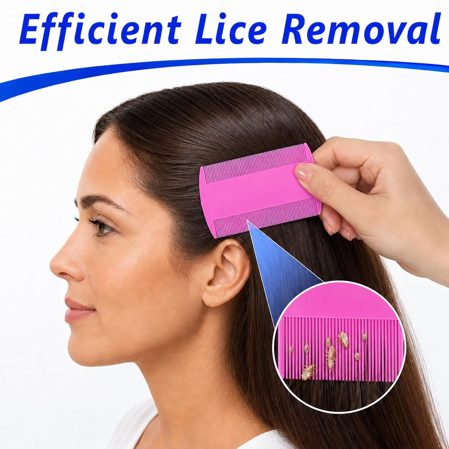 7 PCS Lice Comb Set, Double-Sided Fine Tooth Comb for Flea, Tick & Dandruff Removal, Plastic Head Lice Brush for Kids & Adults