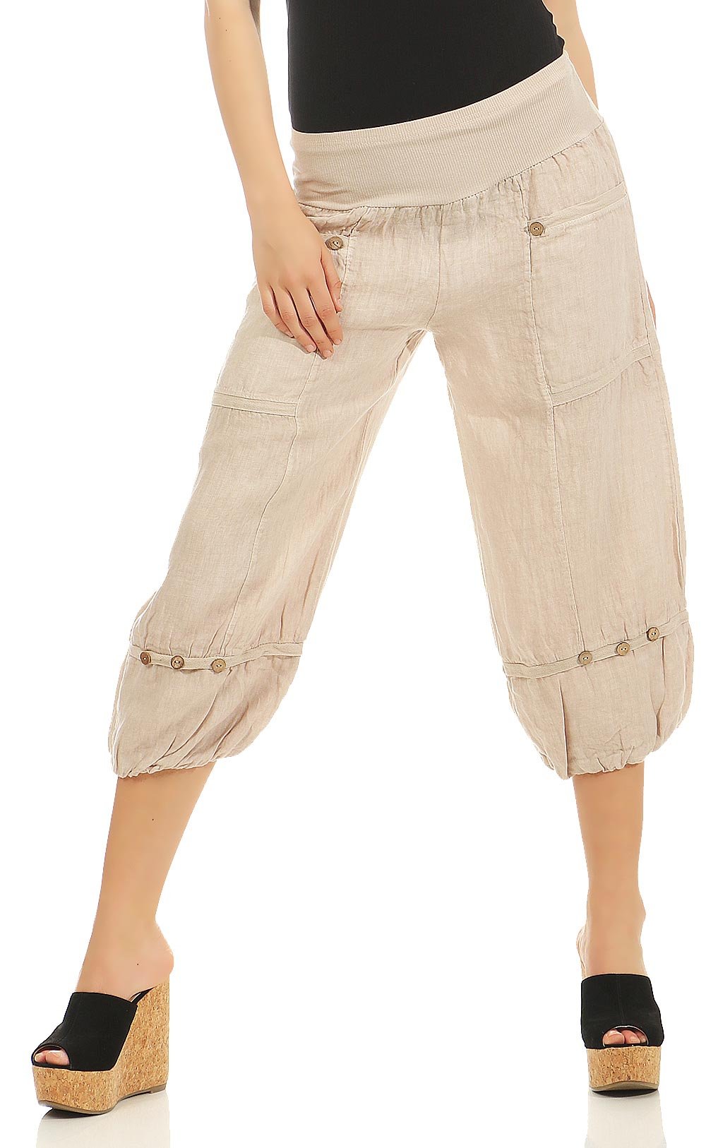 Pantalon basic en lin léger coupe bloomer pour femme active - 7