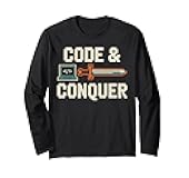 Code & Conquer Retro Gamer Coder Long Sleeve T-Shirt