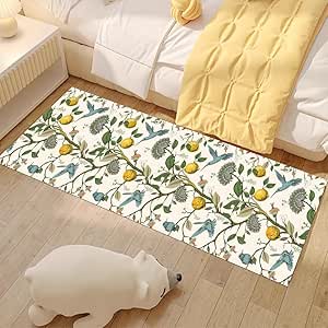 Amazon.com: Machine Washable Runner Rugs 2'x5',Lemon Tree Floral Bird ...